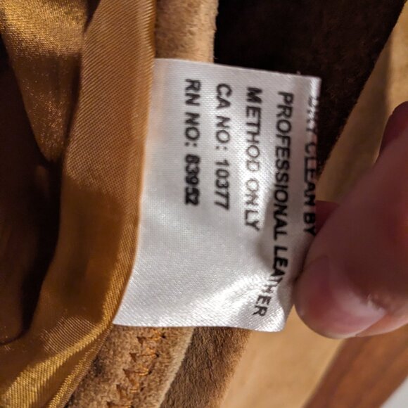 Vintage Long Brown Leather Suede Jacket (size M) - Picture 6 of 6